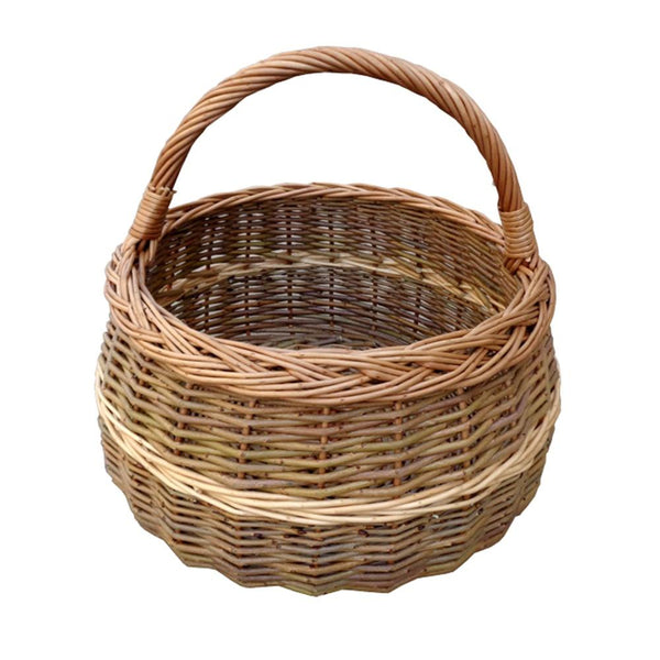 Red Hamper Round Wicker Shallow Shopping Basket
