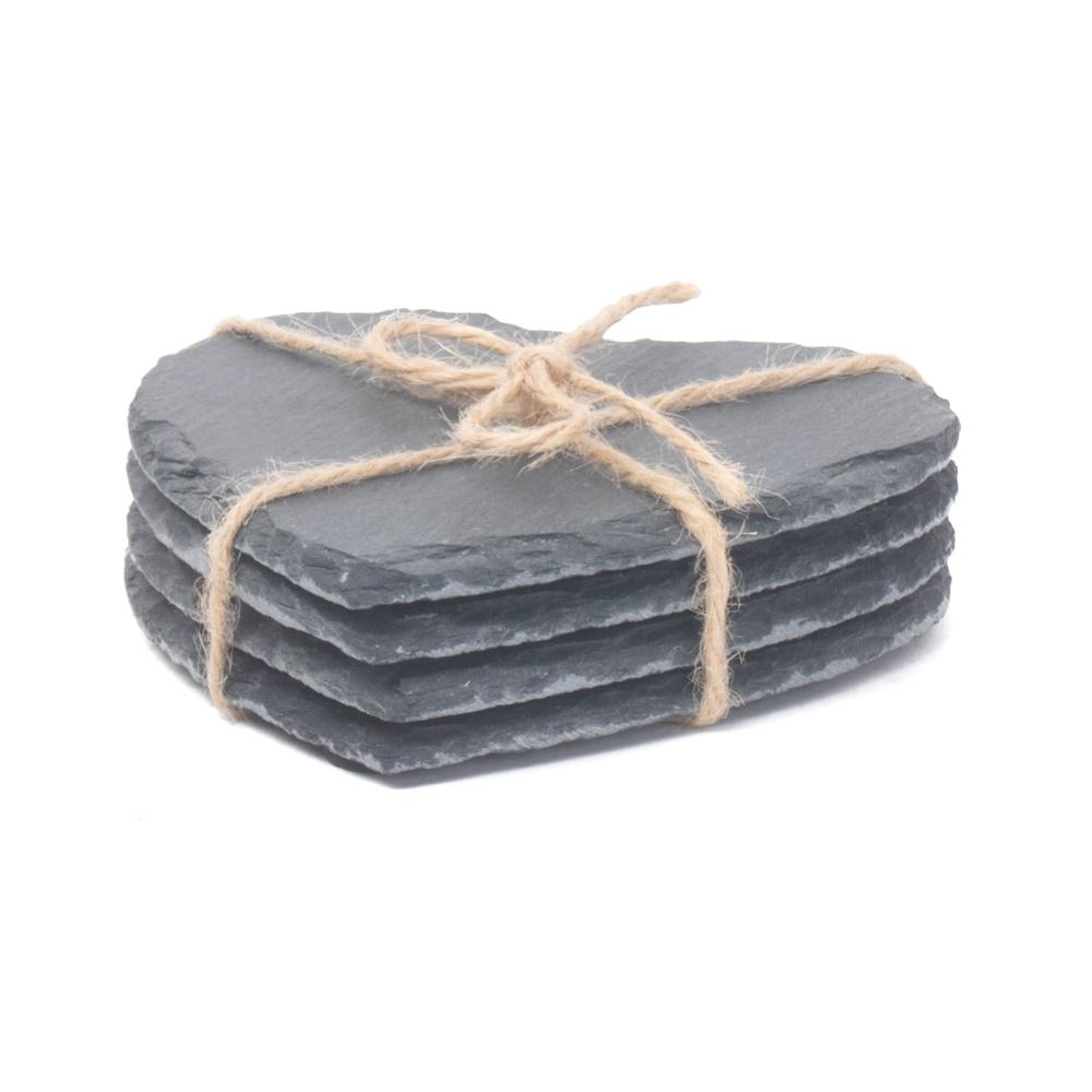 Red Hamper Drinks Heart-Shaped Slate Coaster Set 4