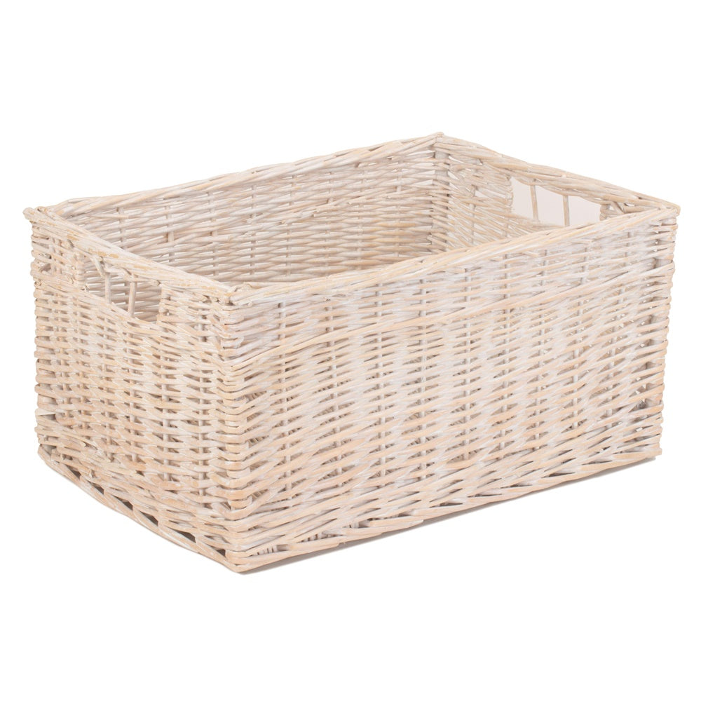 White Wash Storage Wicker Basket
