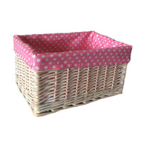Pink Spotty Lined Storage Basket
