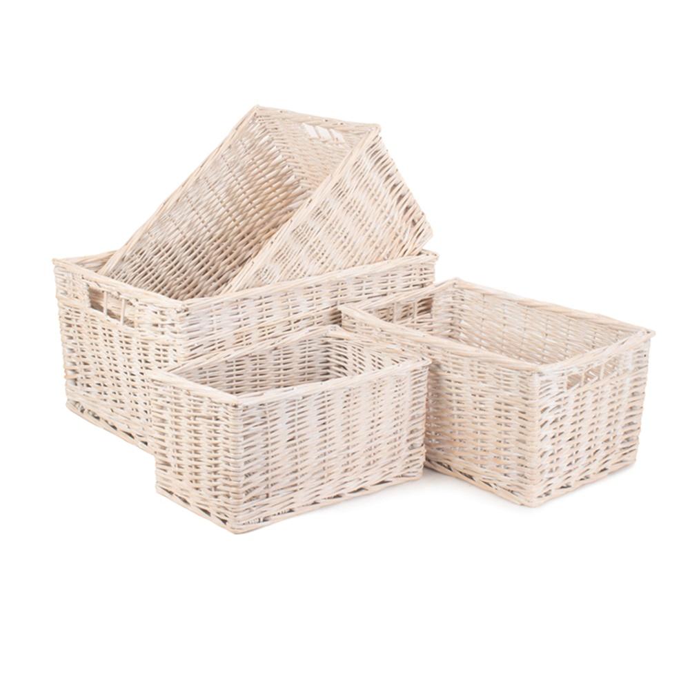 White Wash Storage Wicker Basket