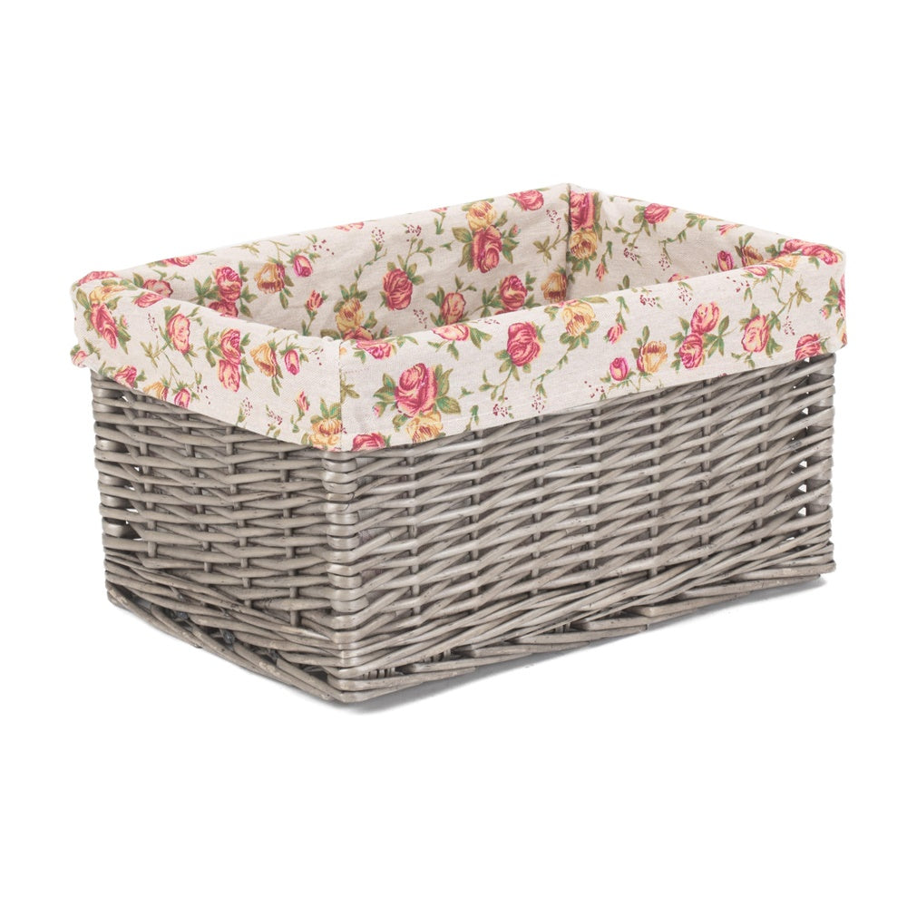 Red Hamper Antique Wash Garden Rose Willow Storage Baskets