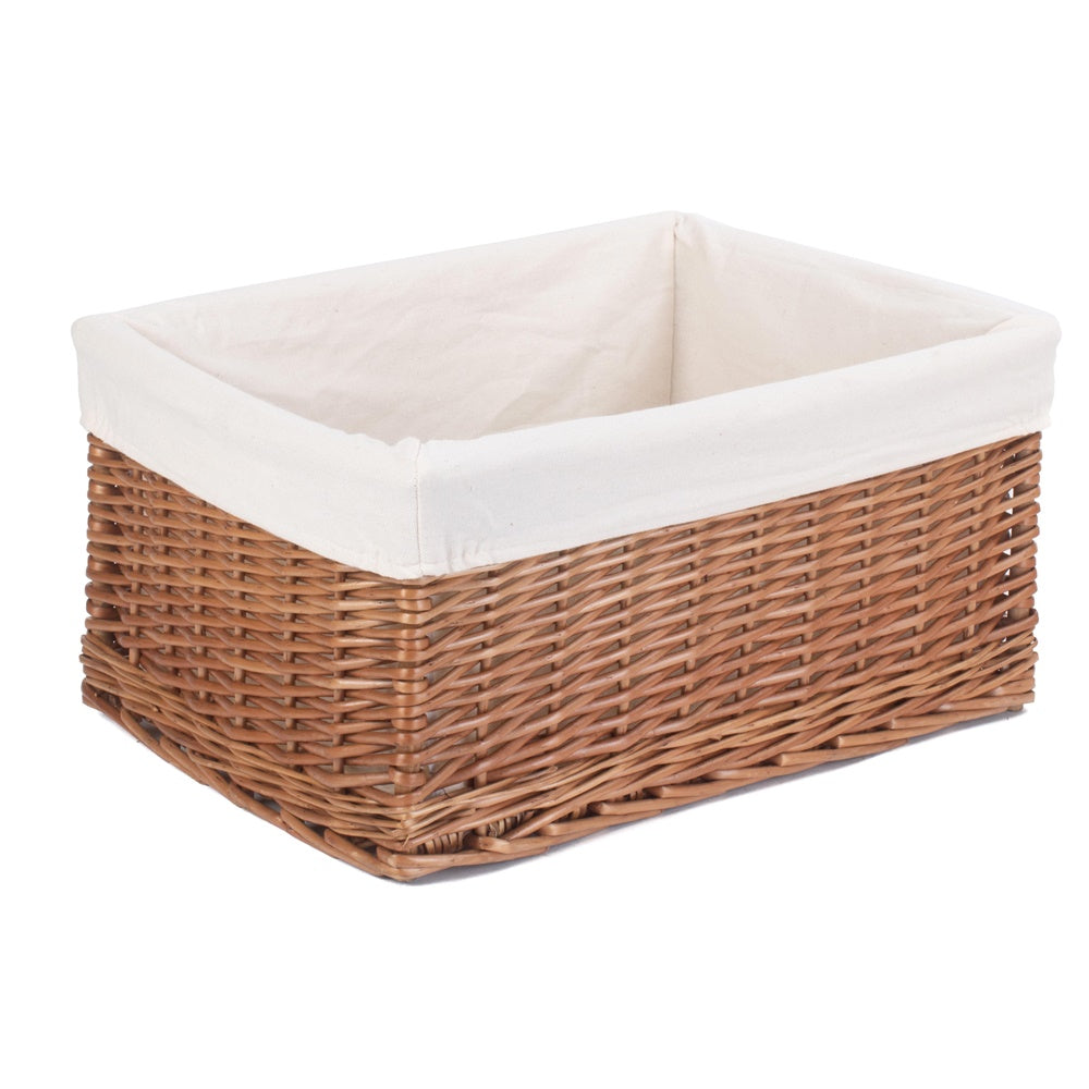 Cotton Lined Double Steamed Storage Wicker Basket