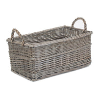 Red Hamper Shallow Antique Wash Storage Wicker Basket