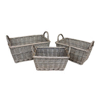 Red Hamper Wicker Antique Wash Finish Handled Unlined Storage Basket