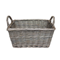 Red Hamper Wicker Antique Wash Finish Handled Unlined Storage Basket