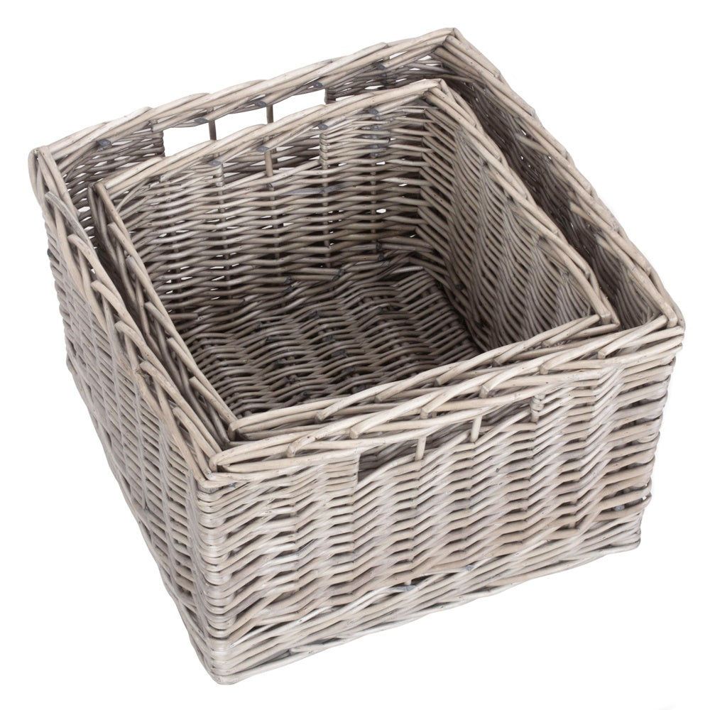 Square Antique Wash Unlined Storage Basket