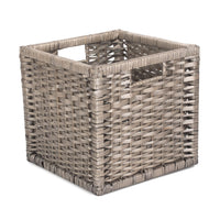 Panier de rangement en saule fendu avec cadre en bois