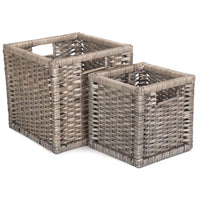 Wooden Framed Split Willow Storage Basket