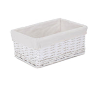 Red Hamper White Wicker Cotton Lined Storage Basket