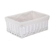 Red Hamper White Wicker Cotton Lined Storage Basket