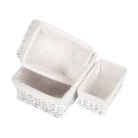 Red Hamper White Wicker Cotton Lined Storage Basket