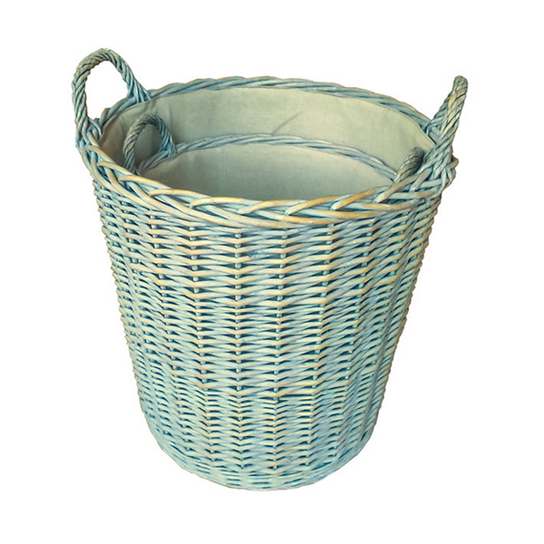 Red Hamper Set of 2 Heavy Duty Provence Lined Log basket