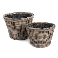 Red Hamper Tapered Rattan Round Planter with Plastic Lining