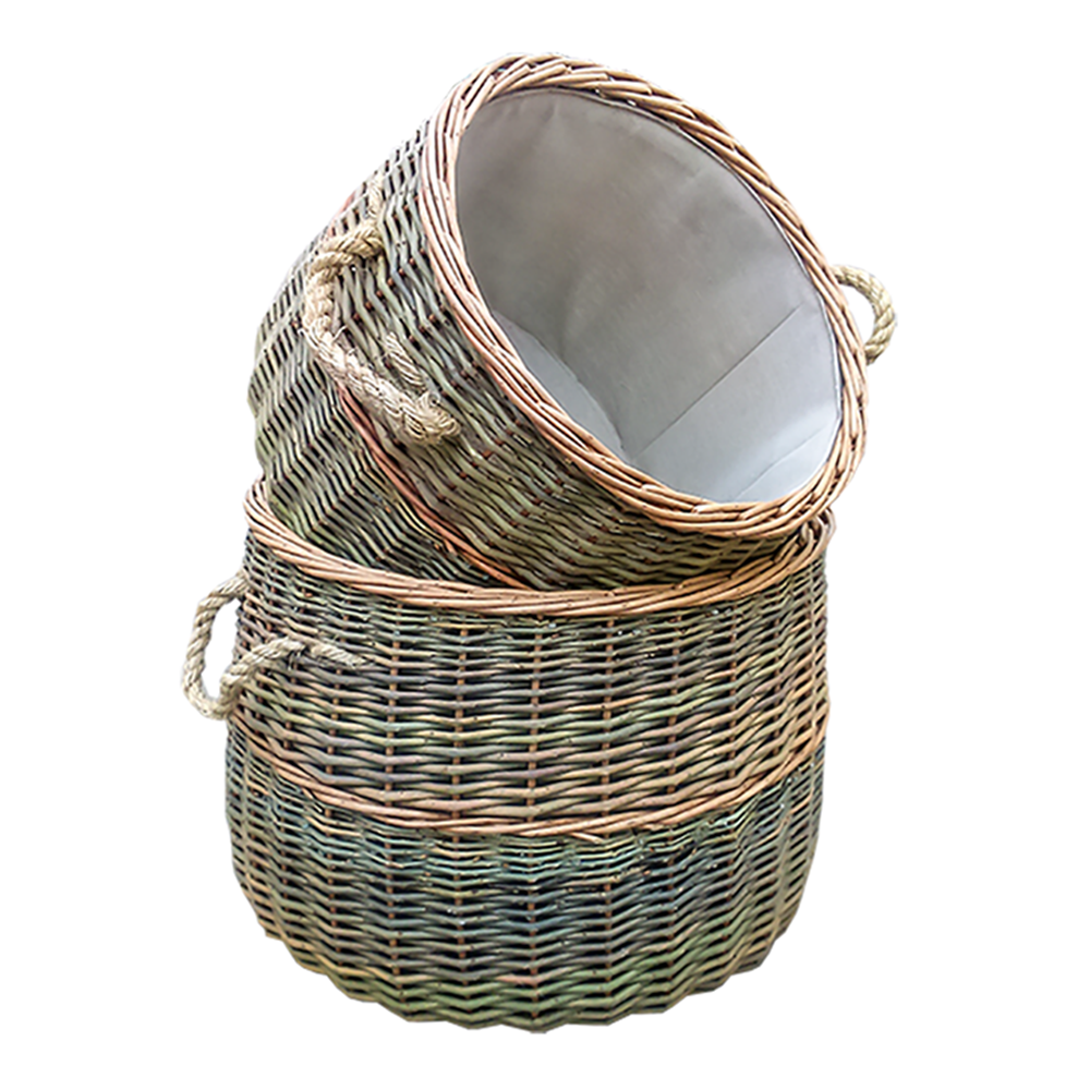 Red Hamper Set of 2 Wicker Country Log Set