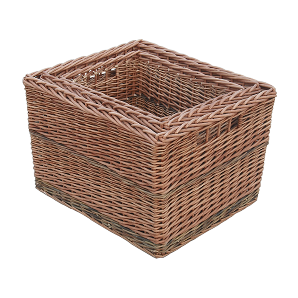 Red Hamper Set of 3 Somerset Rectangular Log basket