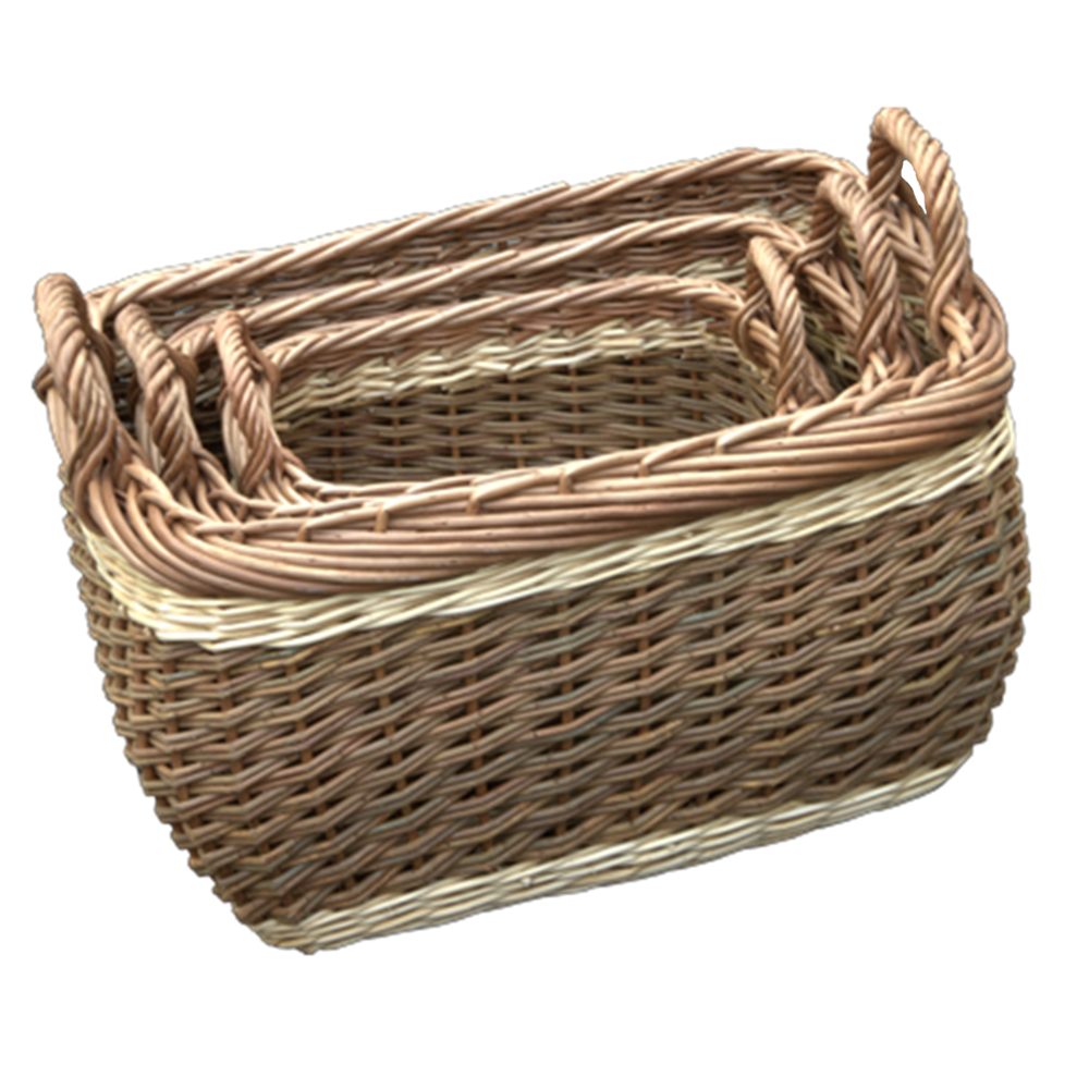 Red Hamper Set of 3 Three Tone Storage Wicker Log Baskets
