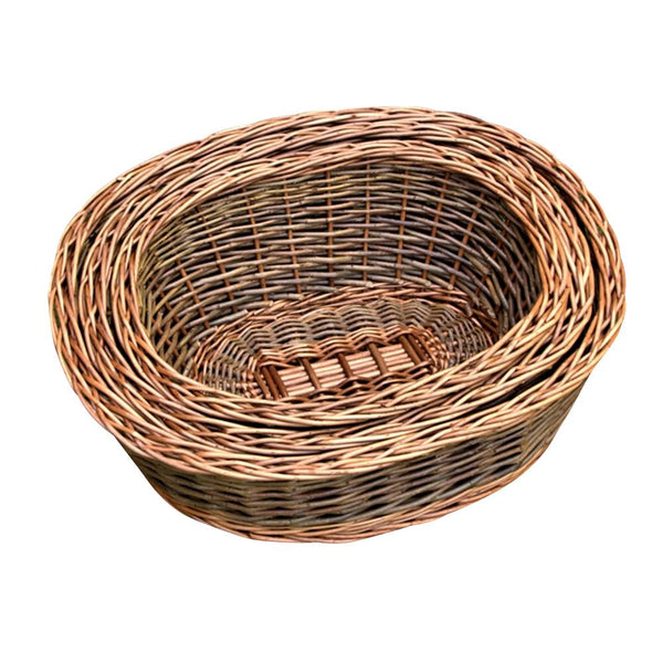 Red Hamper Set of 3 Two Tone Green Oval Willow Trays