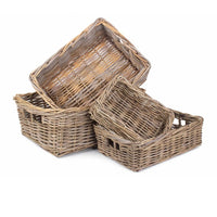 Red Hamper Shallow Kubu Grey Rattan Rectangular Basket