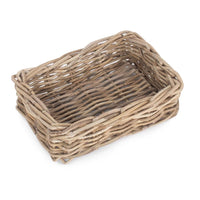 Red Hamper Shallow Kubu Grey Rattan Rectangular Basket