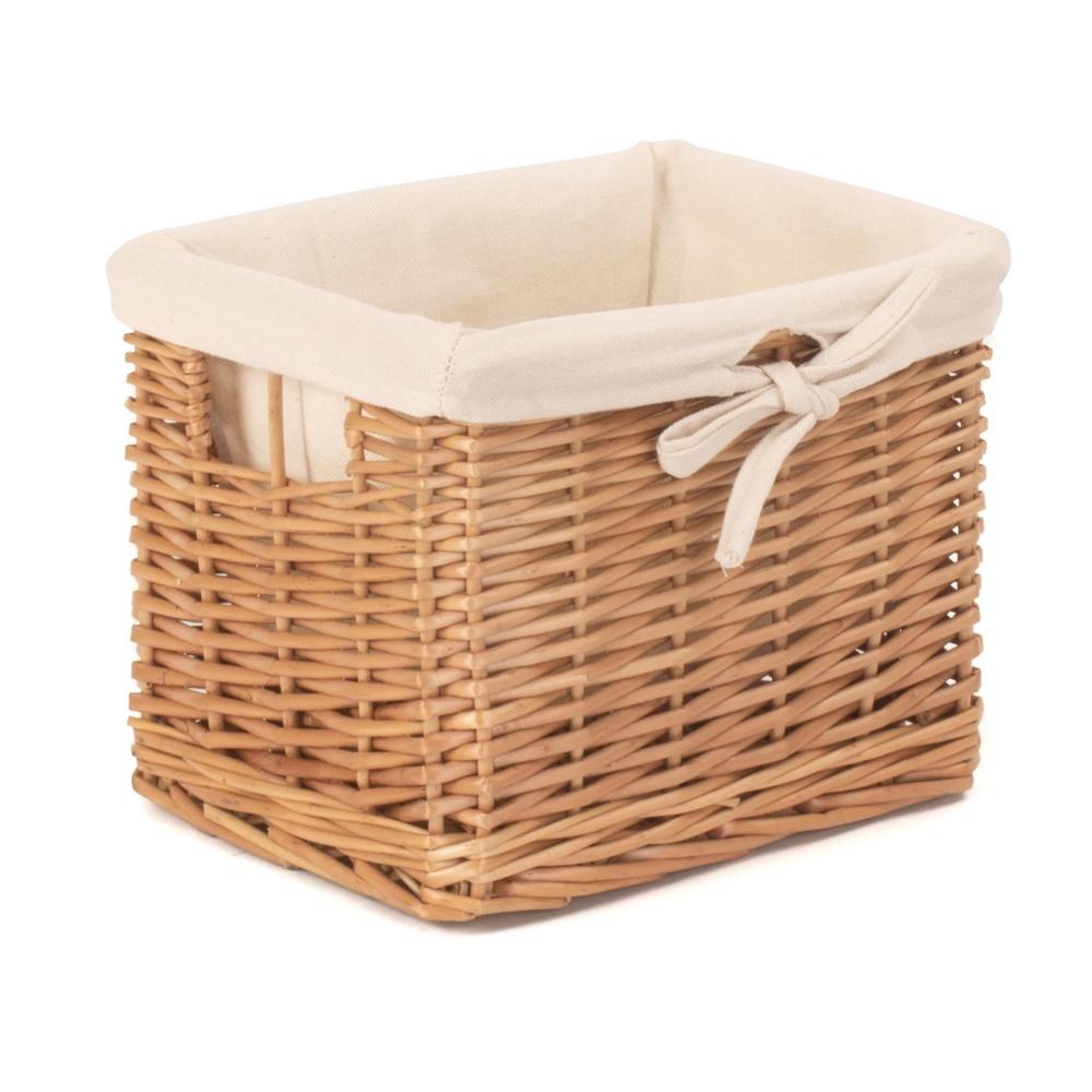 Red Hamper Small Deep Storage Wicker Basket with Cotton Lining