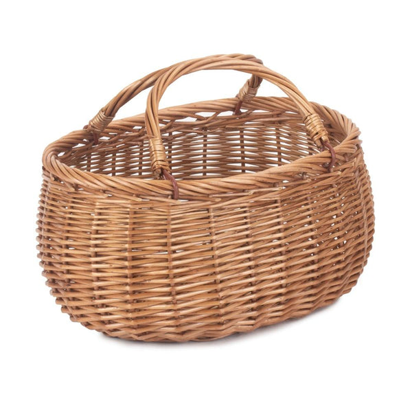 Red Hamper Wicker Basket Light Steamed Swing Handled Coracle Shopper
