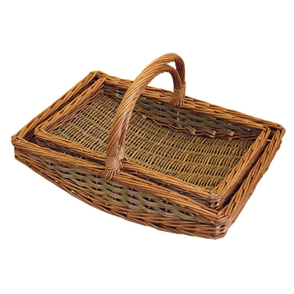Set of 2 Large Boat Wicker Garden Trugs