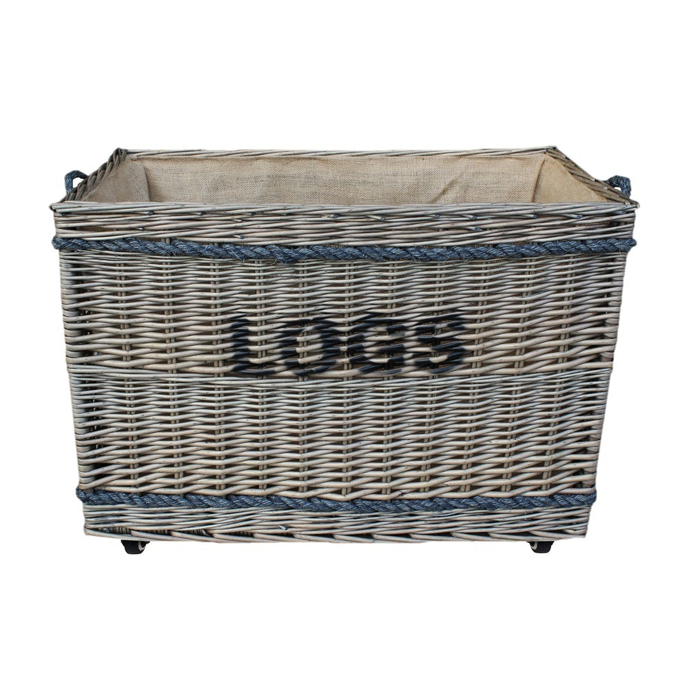 Jumbo Log Basket on Wheels Red Hamper