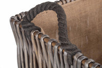 Grey Rectangular Wicker Log Basket