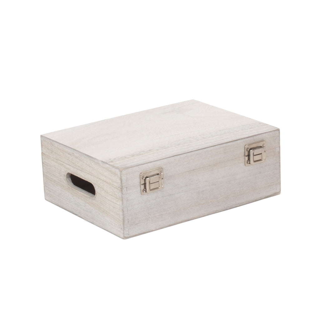 30cm White Wash Wooden Box