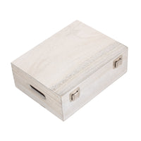 Boîte en bois délavée blanche de 30 cm