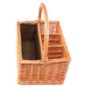 Red Hamper 3 Bottle with Green Lining Picnic Basket