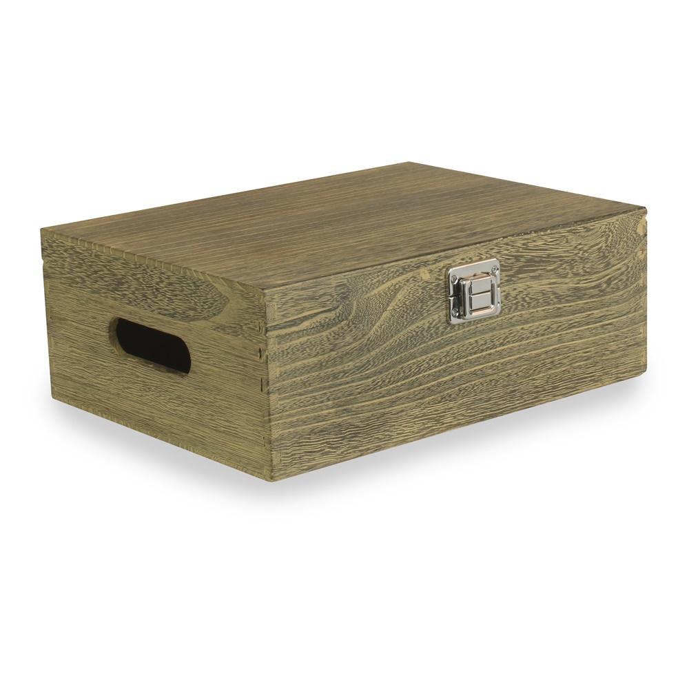 Red Hamper 30cm Oak Effect Wooden Box