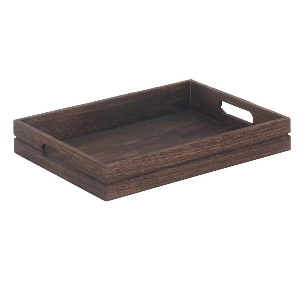 Red Hamper Dark Wooden Tray
