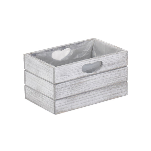 Red Hamper Vintage White Wash Effect Wooden Planter With Plastic Lining