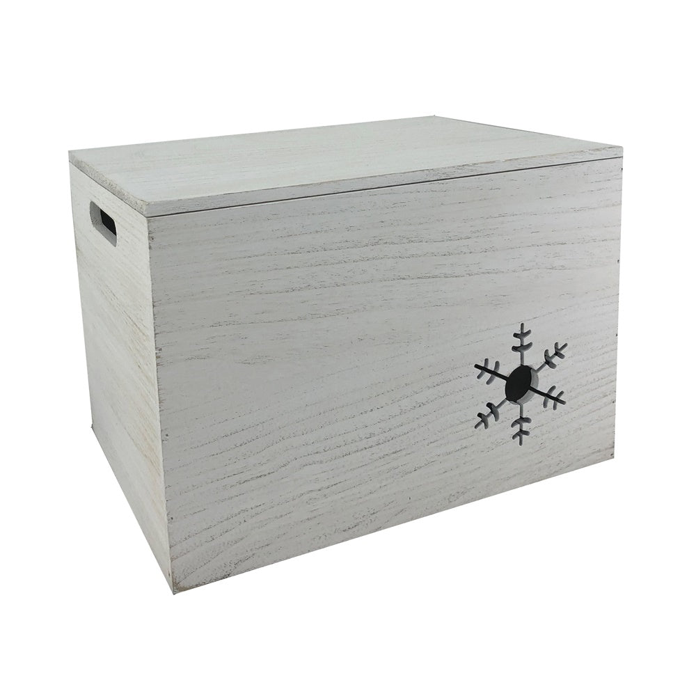 Boîte de rangement en bois pour flocons de neige de Noël