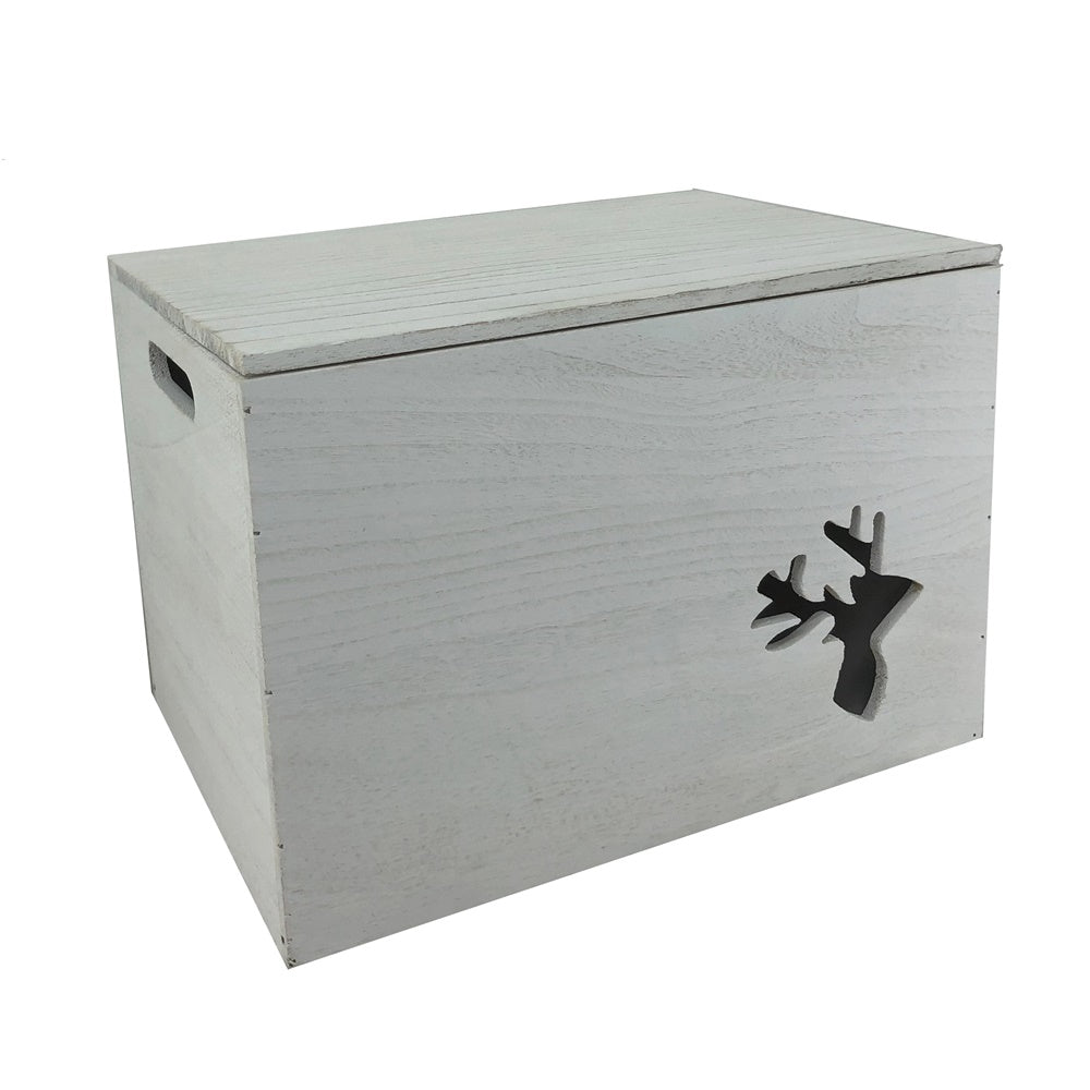 Red Hamper Wooden Christmas Reindeer Storage Box