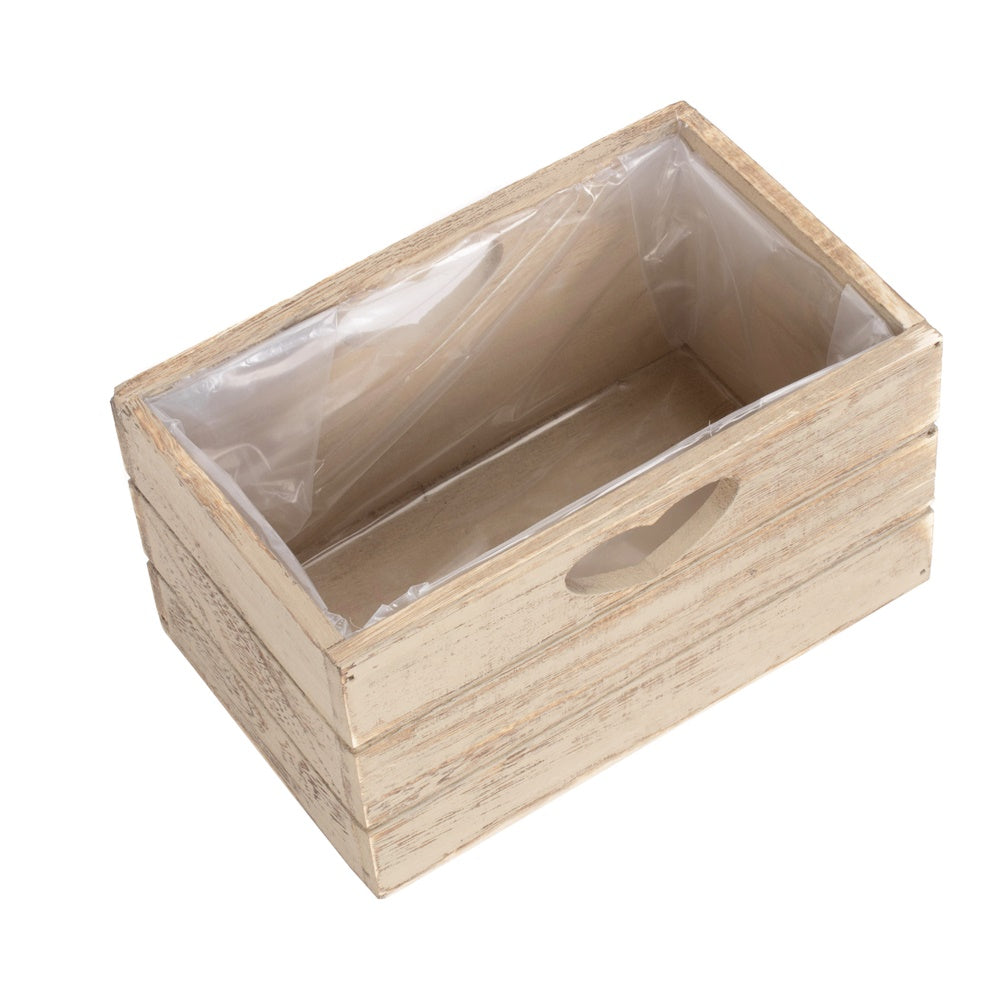 Red Hamper Oak Effect Wooden Planter with Plastic Lining
