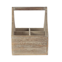 Red Hamper Oak Effect Wooden Square 4 Section Cutlery Holder