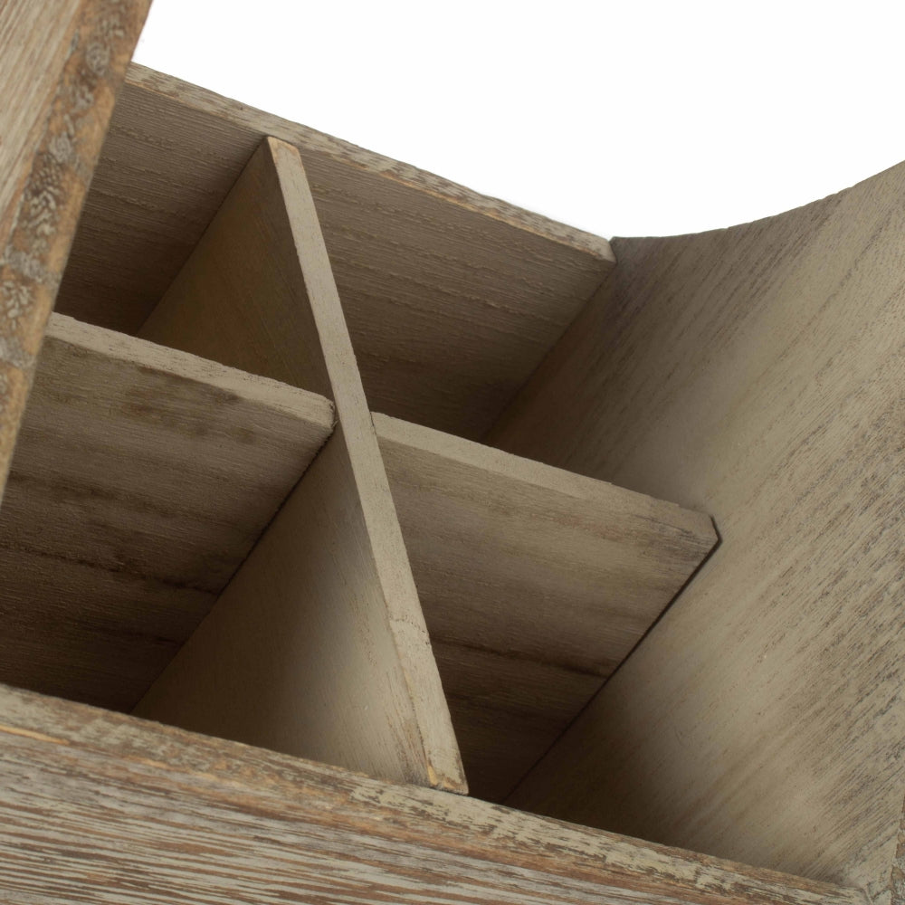 Quadratischer Besteckhalter aus Holz mit 4 Abschnitten in Eichenoptik