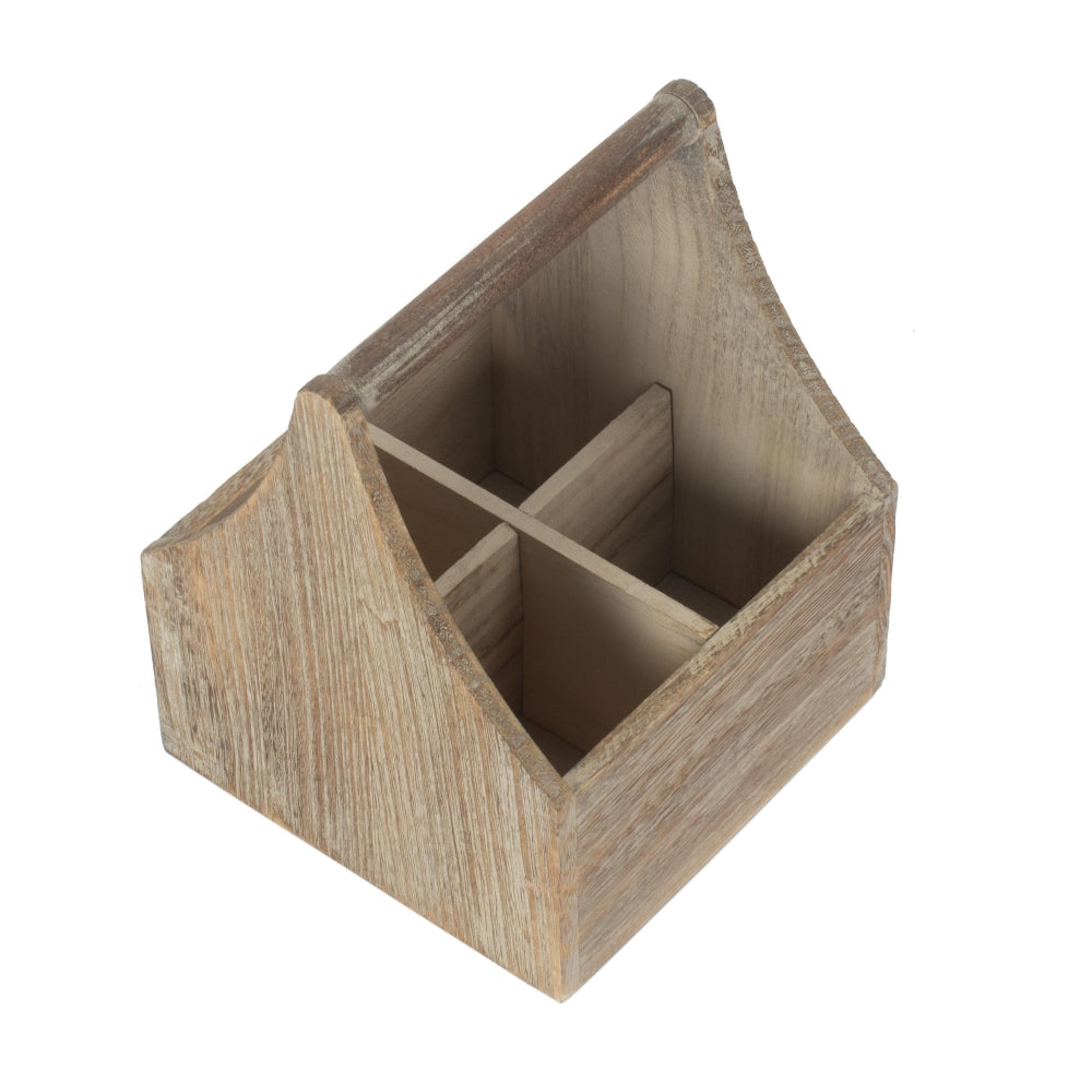 Quadratischer Besteckhalter aus Holz mit 4 Abschnitten in Eichenoptik