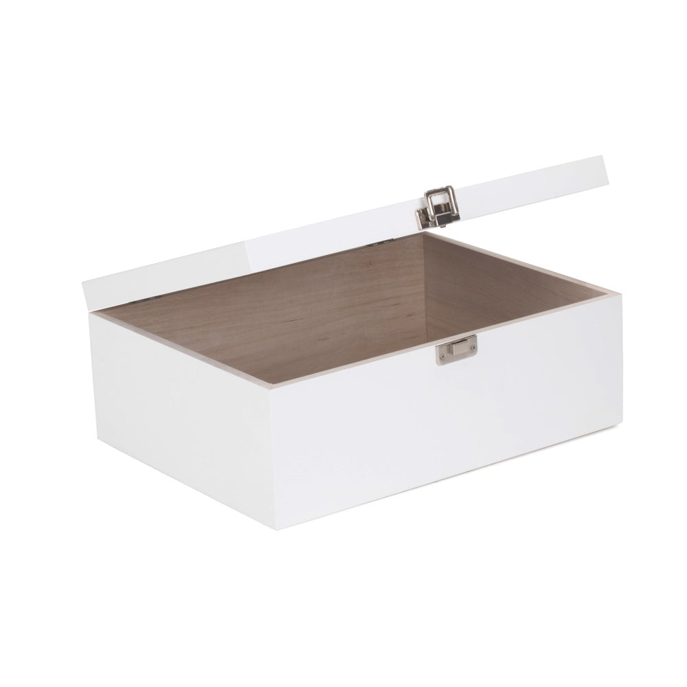 White wooden storage box with lid hotsell