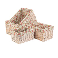 Red Hamper White Wash Garden Rose Lined Storage Basket