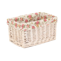 Red Hamper White Wash Garden Rose Lined Storage Basket