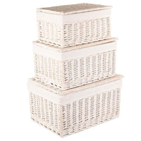 Red Hamper White Wash Steamed Cotton Lined Wicker Storage Basket