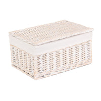 Red Hamper White Wash Steamed Cotton Lined Wicker Storage Basket