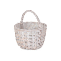 Round White Wash Wicker Shopping Basket
