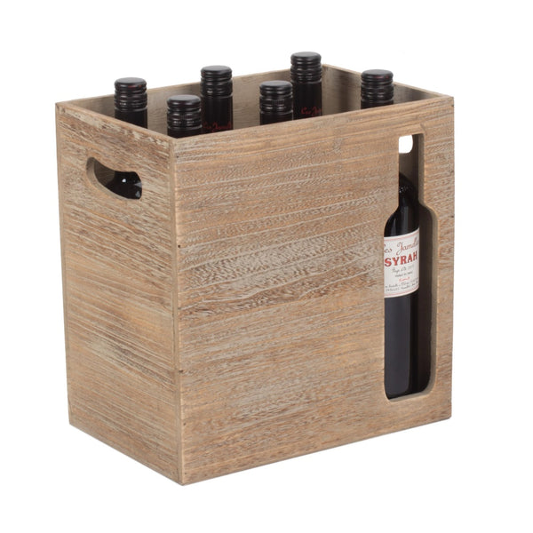 Ausgeschnittener Träger für 6 Weinflaschen aus Holz