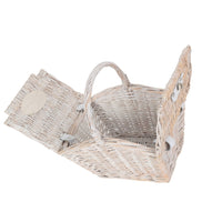 Red Hamper Small White Elegant Picnic Wicker Basket