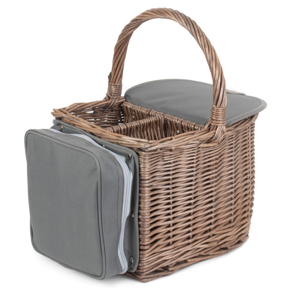 Red Hamper 3 Bottle Beach Wicker Picnic Basket Hamper
